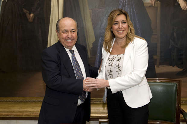 La Presidenta de la Junta de Andalucía, Susana Díaz, con el Alclade de Granada, José Torres.