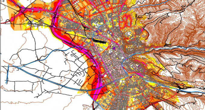 Una de las imágenes del mapa de ruidos de Granada