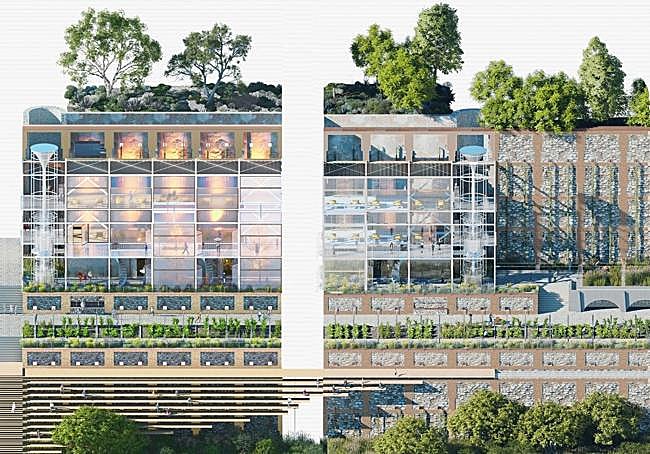 Recreación de la intervención contemporánea en Romayla desde el Paseo de los Tristes.